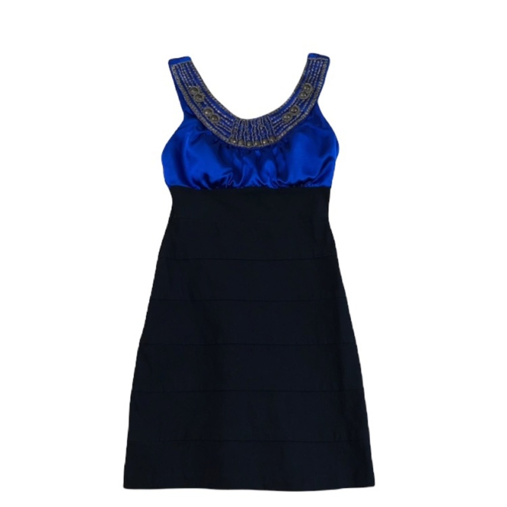 Trixxi Beaded Blue & Black Bodycon Mini Homecoming Dress Sz 3